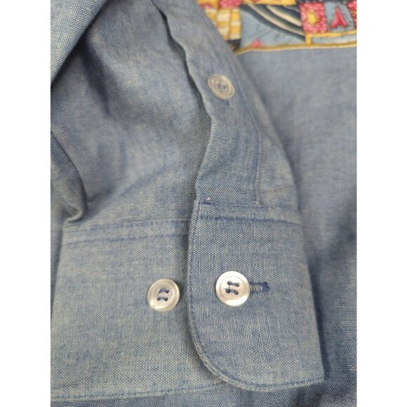 Quacker Factory Womens Size S Denim Embroidered Shirt Faith Hope Love New - Picture 7 of 11